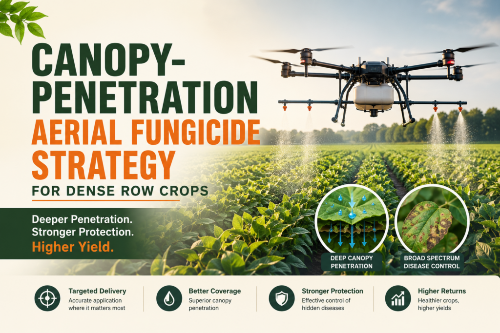 Canopy-Penetration Aerial Fungicide Strategy for Dense Row Crops